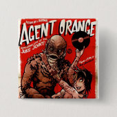 Agent-orange "Geschöpf-" Punkknopf - Quadrat Button (Vorderseite)