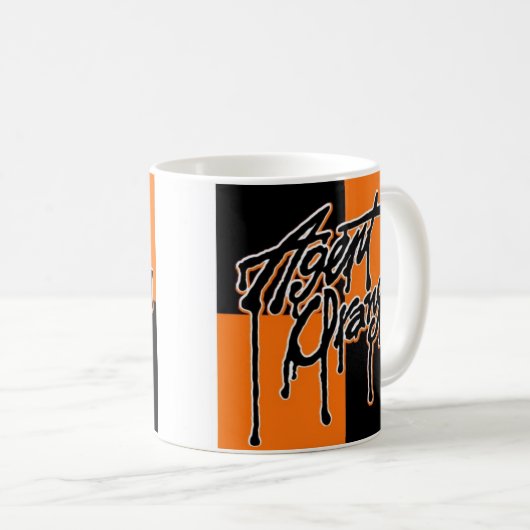Agent-orange "Tropfen-" Kaffeetasse (VorderseiteRechts)