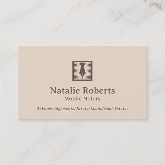 Agent-Pen-Nib-Logo für öffentliche Notare Visitenkarte (Vorderseite)