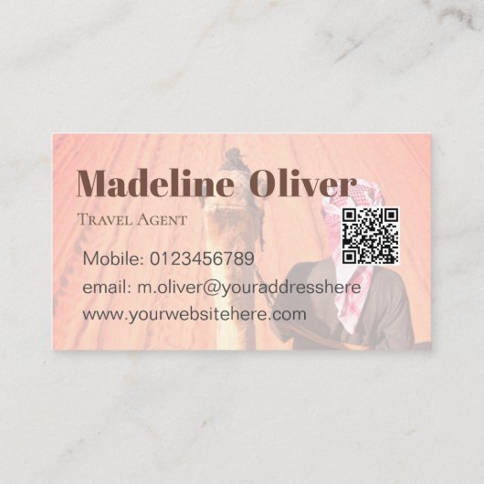 Agent QR Code Wüstenlandschaft Weißes Geschäft Visitenkarte (Rückseite)