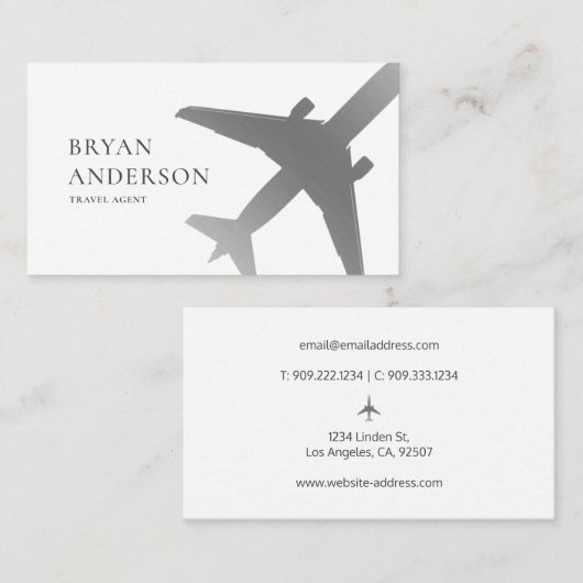 Agent Silver Airplane Visitenkarte (Vorne/Hinten)