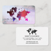 Agent Watercolor Weltkarte Tourismus Buchung Visitenkarte (Vorne/Hinten)