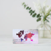 Agent Watercolor Weltkarte Tourismus Buchung Visitenkarte (Stehend Vorderseite)
