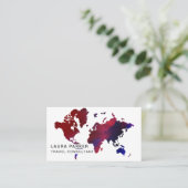 Agent Watercolor Weltkarte Tourismus Buchung Visitenkarte (Stehend Vorderseite)