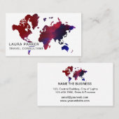Agent Watercolor Weltkarte Tourismus Buchung Visitenkarte (Vorne/Hinten)