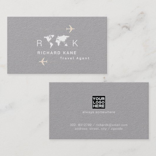 Agent weltweit mit Monogramm Visitenkarte (Vorne/Hinten)