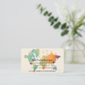 Agent World Map Vacation Water Aquamarin Beach B Visitenkarte (Stehend Vorderseite)