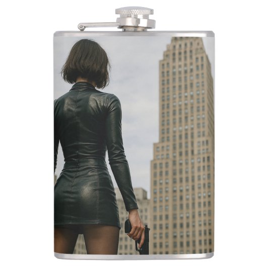 Agentin Black Poster Flachmann (Vorderseite)