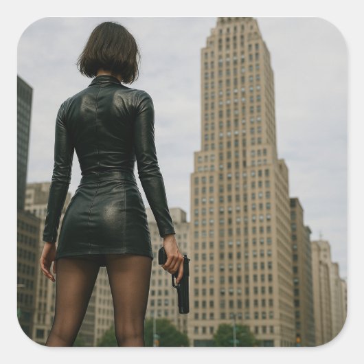 Agentin Black Poster Quadratischer Aufkleber (Vorderseite)