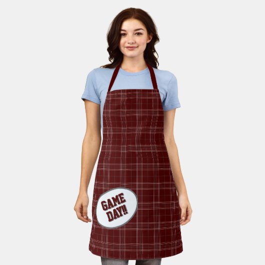 Aggie Maroon Kariert Pattern Game Day Schürze (Getragen)