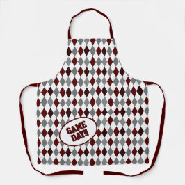 Aggie Maroon Raute Pattern Game Day Schürze