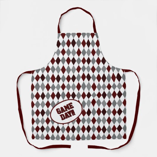 Aggie Maroon Raute Pattern Game Day Schürze (Vorderseite)