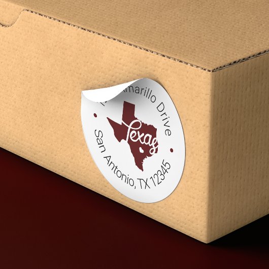Aggie Maroon Texas Heart Cutout Address Label Runder Aufkleber