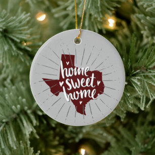 Aggie Maroon Zuhause Sweet Zuhause - Texas Keramik Ornament