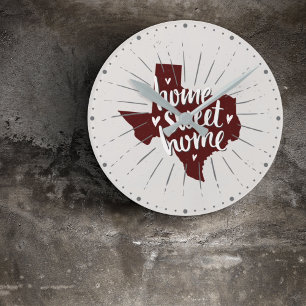 Aggies Maroon Home Sweet Home - Texas Runde Wanduhr