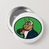 Aggressive Bull in Business Suit Button (Vorne & Hinten)