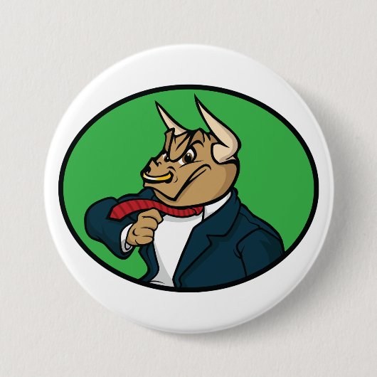 Aggressive Bull in Business Suit Button (Vorderseite)
