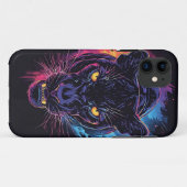Aggressive Panther Artwork in Neon Colors Case-Mate iPhone Hülle (Rückseite (Horizontal))