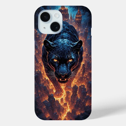 Aggressive Panther Artwork in Neon Colors Case-Mate iPhone Hülle (Rückseite)