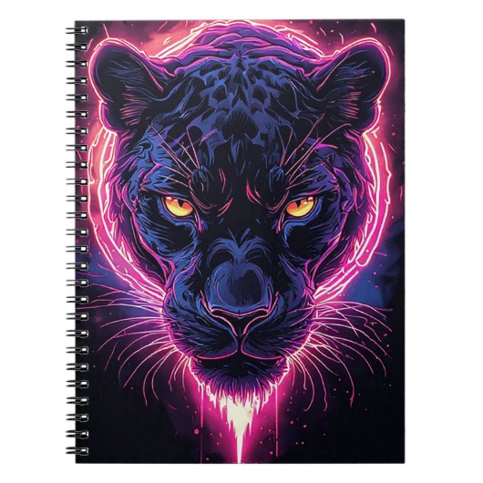 Aggressive Panther Artwork in Neon Colors Notizblock (Vorderseite)