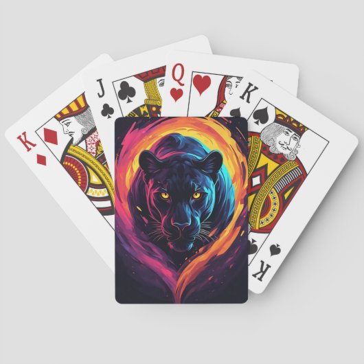 Aggressive Panther Artwork in Neon Colors Spielkarten (Rückseite)