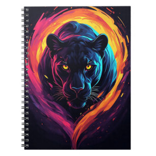 Aggressive Panther-Kunst in Neonfarben Notizblock
