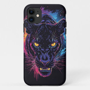 Aggressive Panther-Kunstwerk in Neonfarben Case-Mate iPhone Hülle