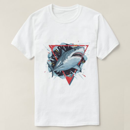 Aggressive Shark Illustration – Dynamic Ocean Pred T-Shirt (Design vorne)