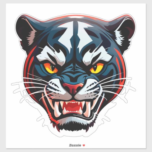 Aggressive Tiger-Kopf-Illustration Aufkleber (Blatt)