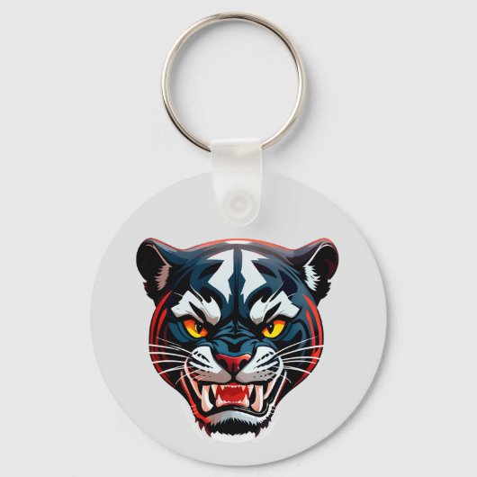 Aggressive Tiger-Kopf-Illustration Schlüsselanhänger (Vorderseite)