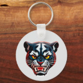 Aggressive Tiger-Kopf-Illustration Schlüsselanhänger (Vorderseite)
