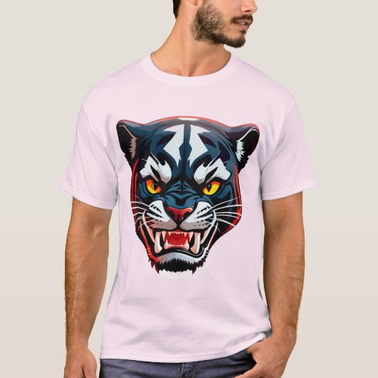 Aggressive Tiger-Kopf-Illustration T-Shirt (Vorderseite)