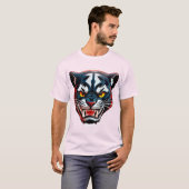 Aggressive Tiger-Kopf-Illustration T-Shirt (Vorne ganz)