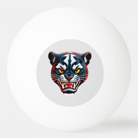 Aggressive Tiger-Kopf-Illustration Tischtennisball (Vorderseite)