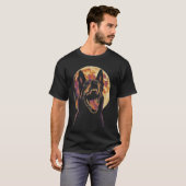 Aggressiver Dobermann Vollmond T-Shirt (Vorne ganz)
