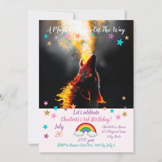 Aggressiver Feuerwolf Einladung (Vorderseite)