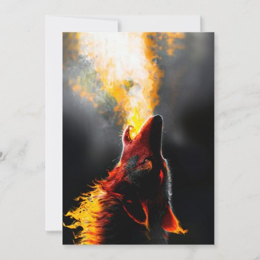 Aggressiver Feuerwolf Einladung (Rückseite)