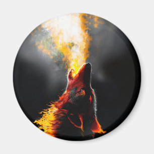 Aggressiver Feuerwolf Magnet