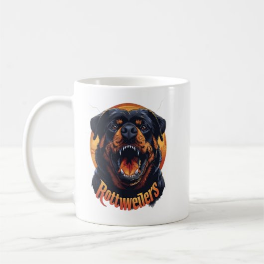 Aggressiver Rottweiler-Hund Kunst Kaffeebecher - W Kaffeetasse (Links)