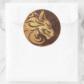 Aggressiver Rough Stone Tribal Wolf Graphic Runder Aufkleber (Tasche)