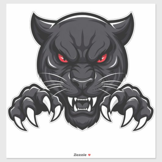 Aggressiver schwarzer Panther mit roten Augen Aufkleber (Blatt)
