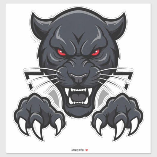Aggressiver schwarzer Panther mit roten Augen Aufkleber (Blatt)