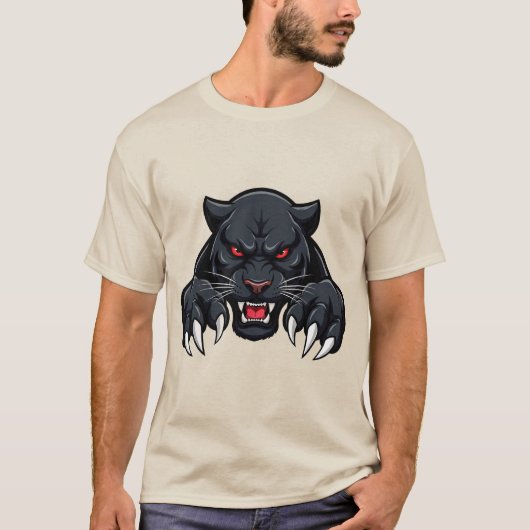 Aggressiver schwarzer Panther mit roten Augen T-Shirt (Vorderseite)