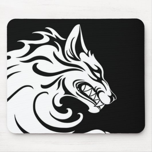 Aggressiver weißer und schwarzer Stammes- Wolf Mousepad (Vorne)