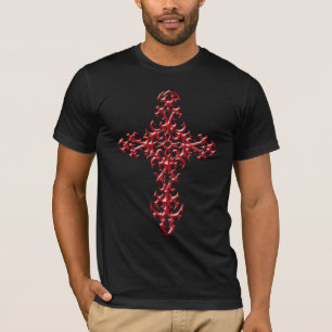 Aggressives gotisches Kreuz - Rot T-Shirt