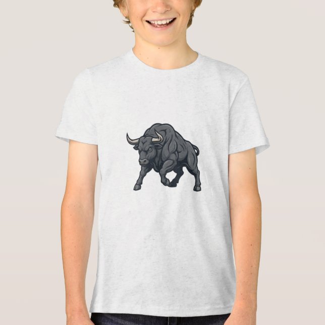 Aggressives Power-Bull-Design Tri-Blend Shirt (Vorderseite)