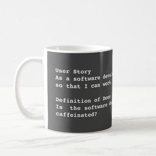 Agile Coffee-Tasse für Softwareentwickler Kaffeetasse (Links)