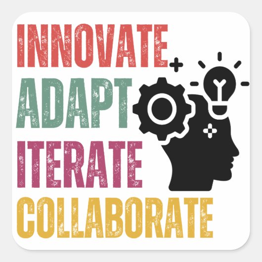 Agile Mindset Kernprinzipien Positives Denken Quadratischer Aufkleber (Vorderseite)