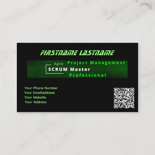 Agile Scrum Master für agile Projektverwaltung Visitenkarte (Rückseite)