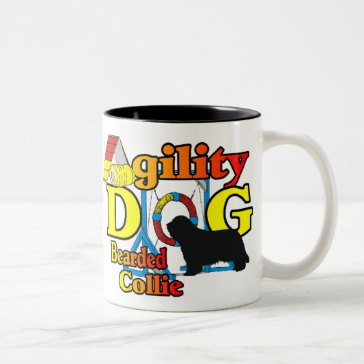 Agility Bartded Collie Geschenke Zweifarbige Tasse (Rechts)